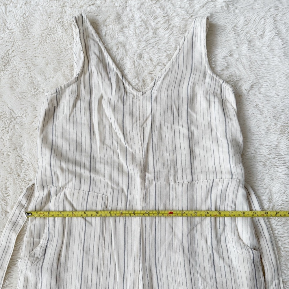 Japna Woman Cream Striped Light Cotton V-Neck Sleeveless Jumpsuit MEDIUM Boho - Picture 5 of 7